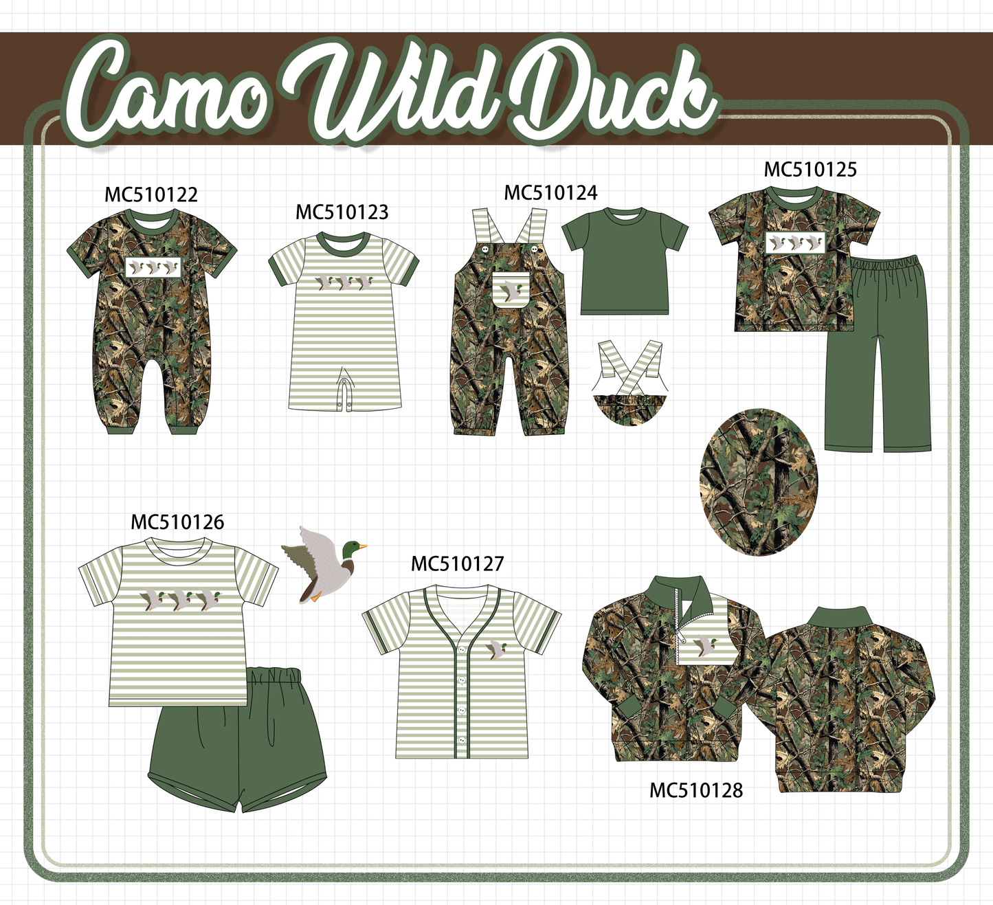 Camo duck embroidery collection