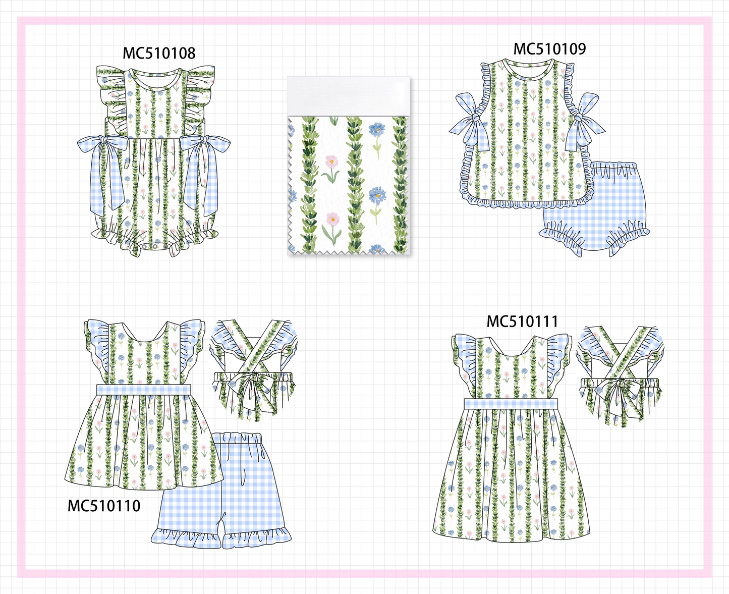 Green floral print ruffle collection