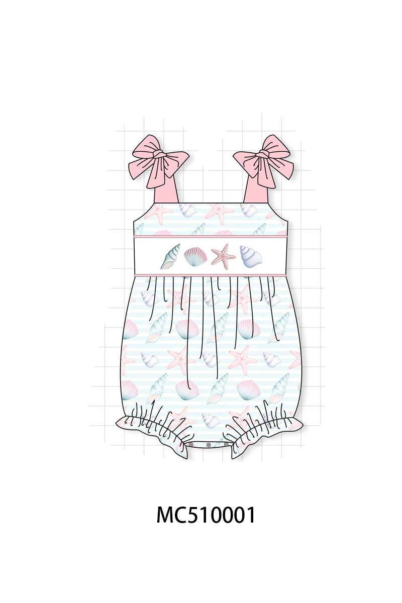 Pink shells starfish embroidery collection