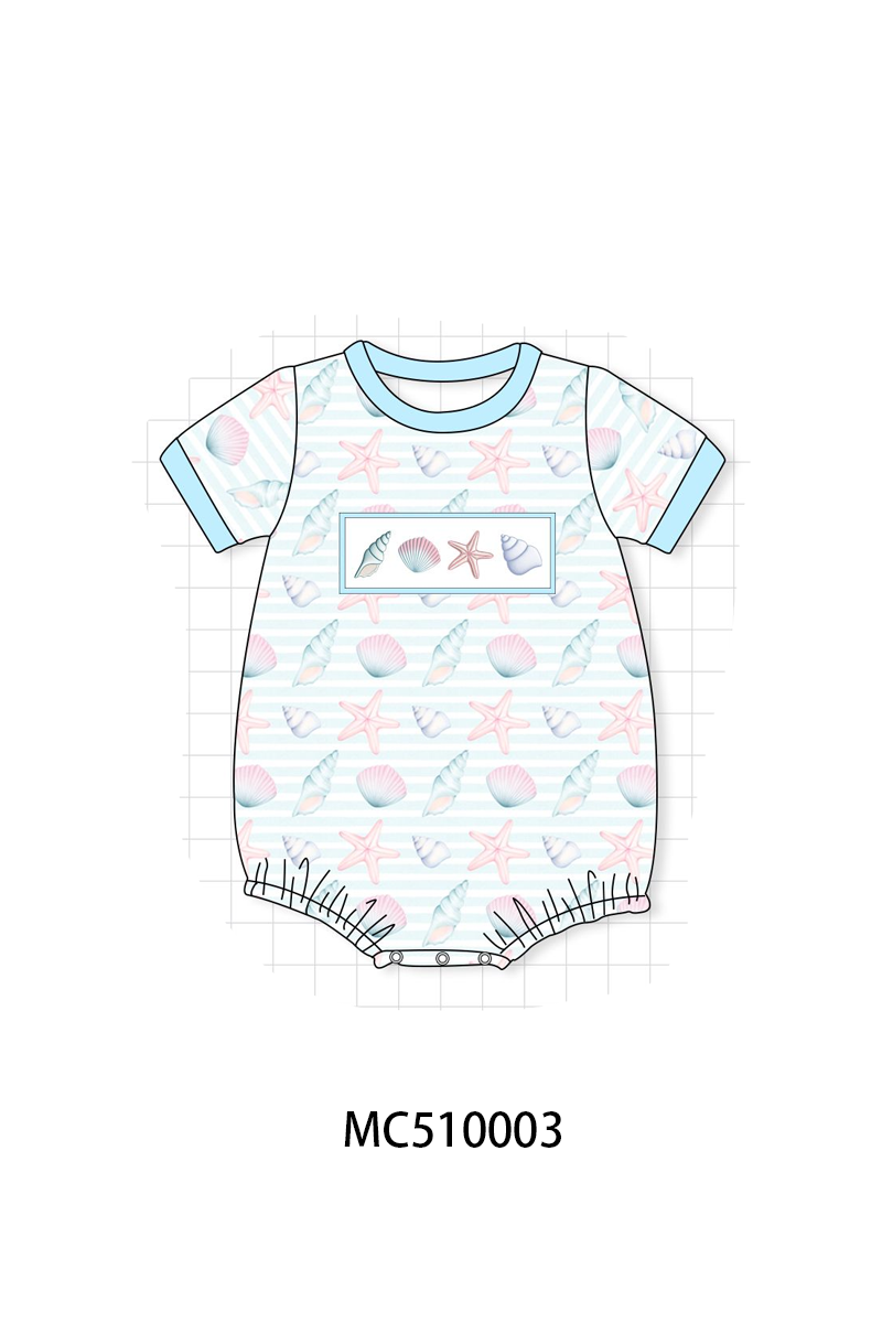 Pink shells starfish embroidery collection