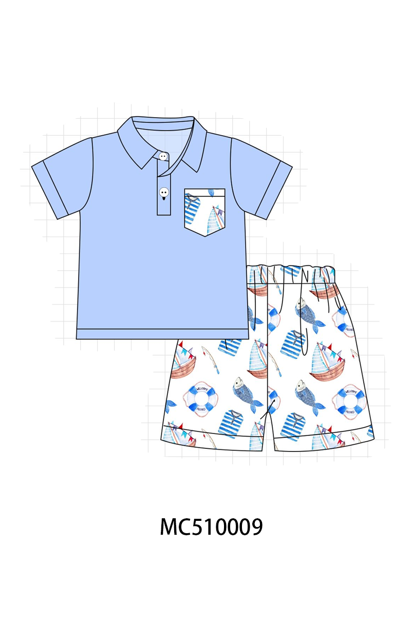Blue marine print collection