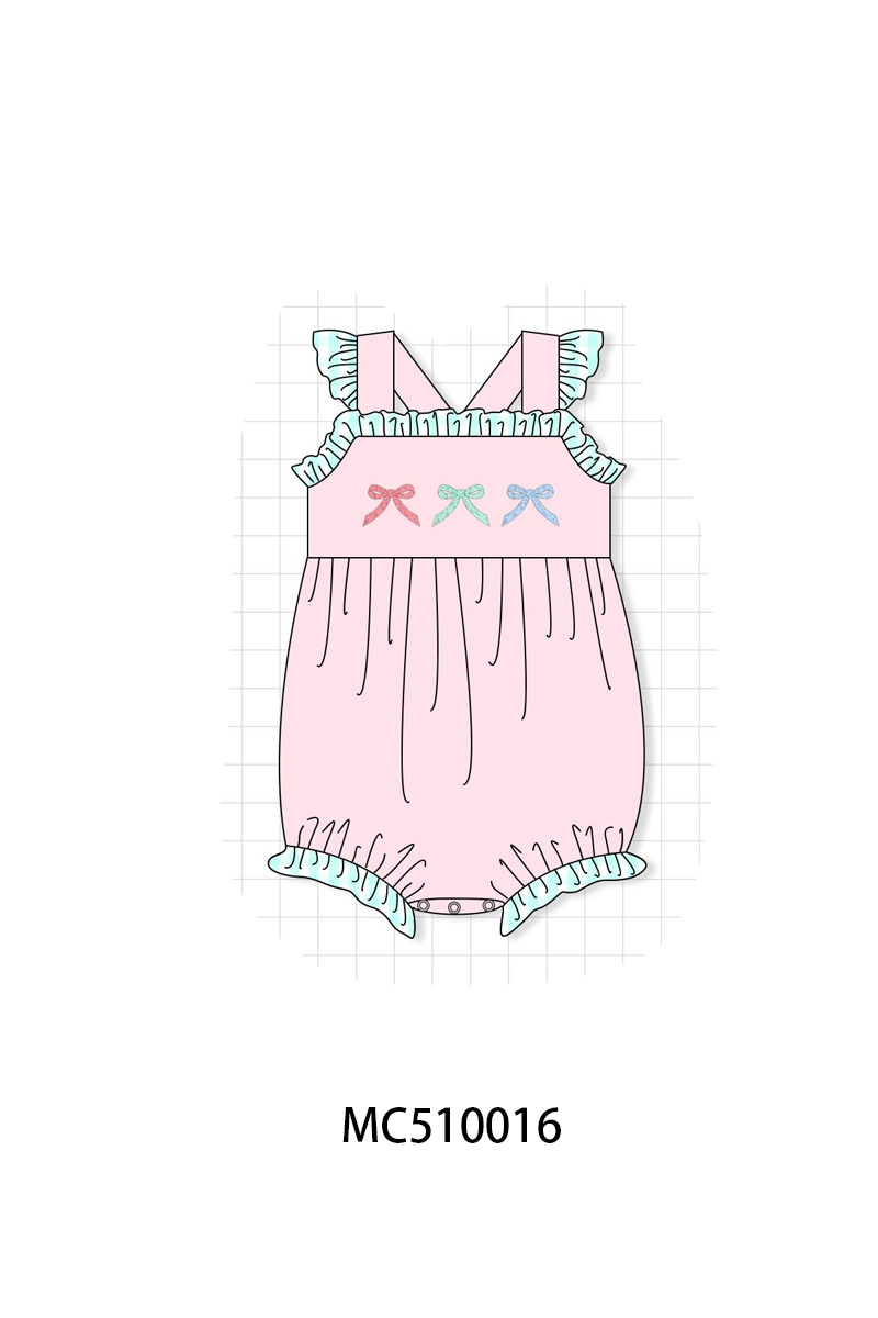 Pink bow embroidery ruffle collection