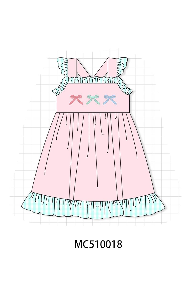 Pink bow embroidery ruffle collection