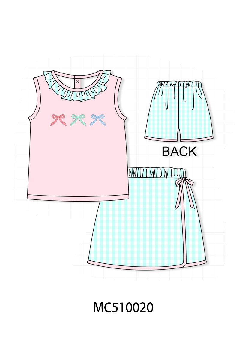 Pink bow embroidery ruffle collection