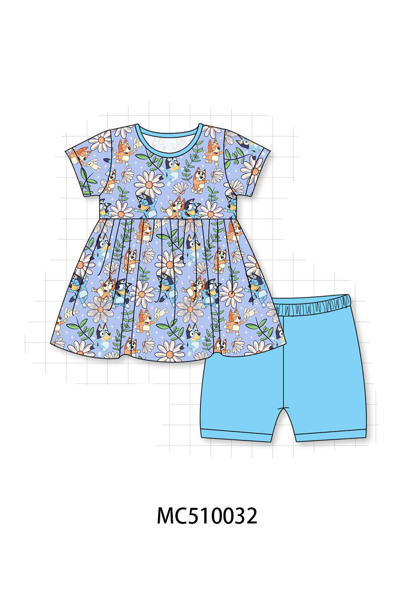 Blue character daisy print bamboo collection