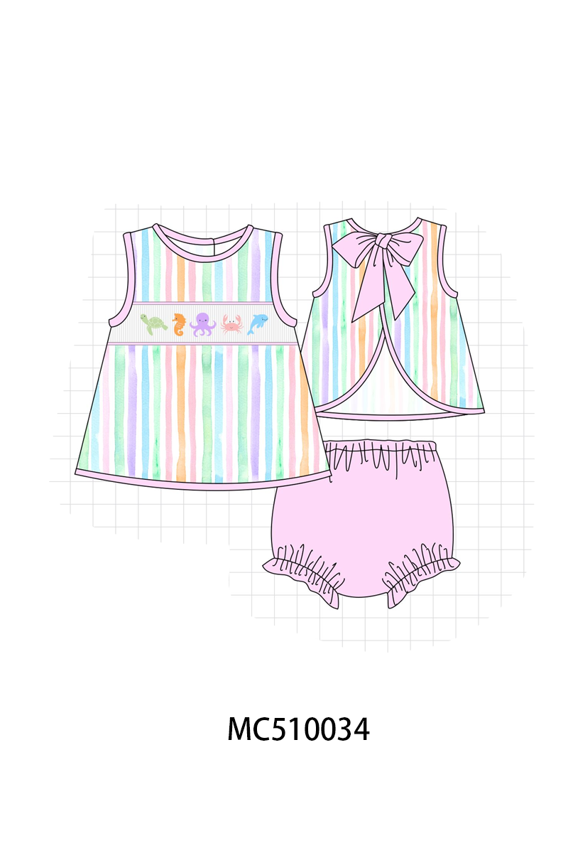 Purple marine smocked stripe collection