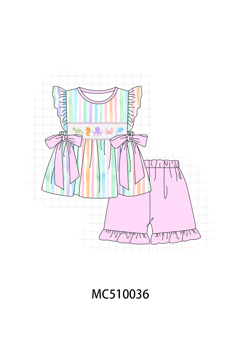 Purple marine smocked stripe collection