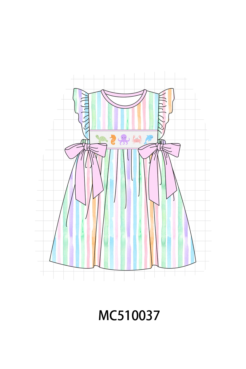 Purple marine smocked stripe collection
