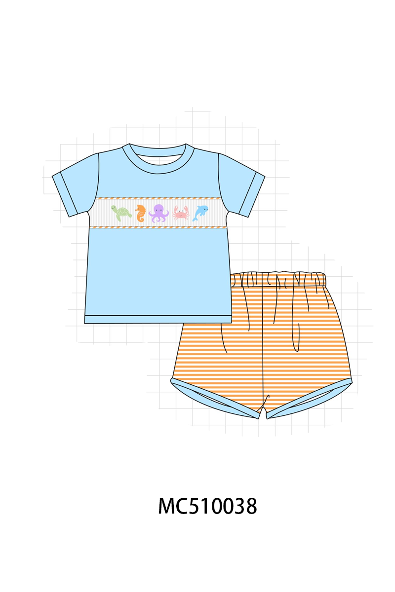 Purple marine smocked stripe collection