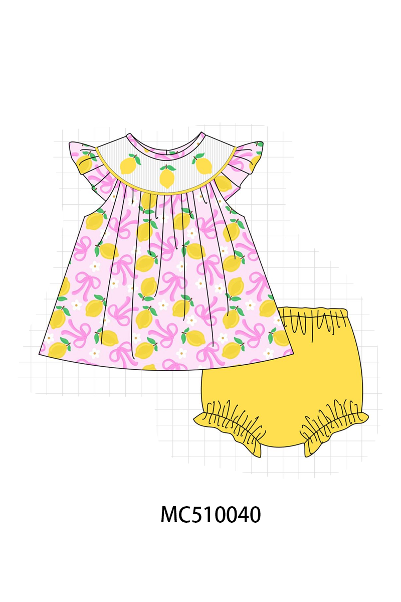 Purple bow lemon smocked collection