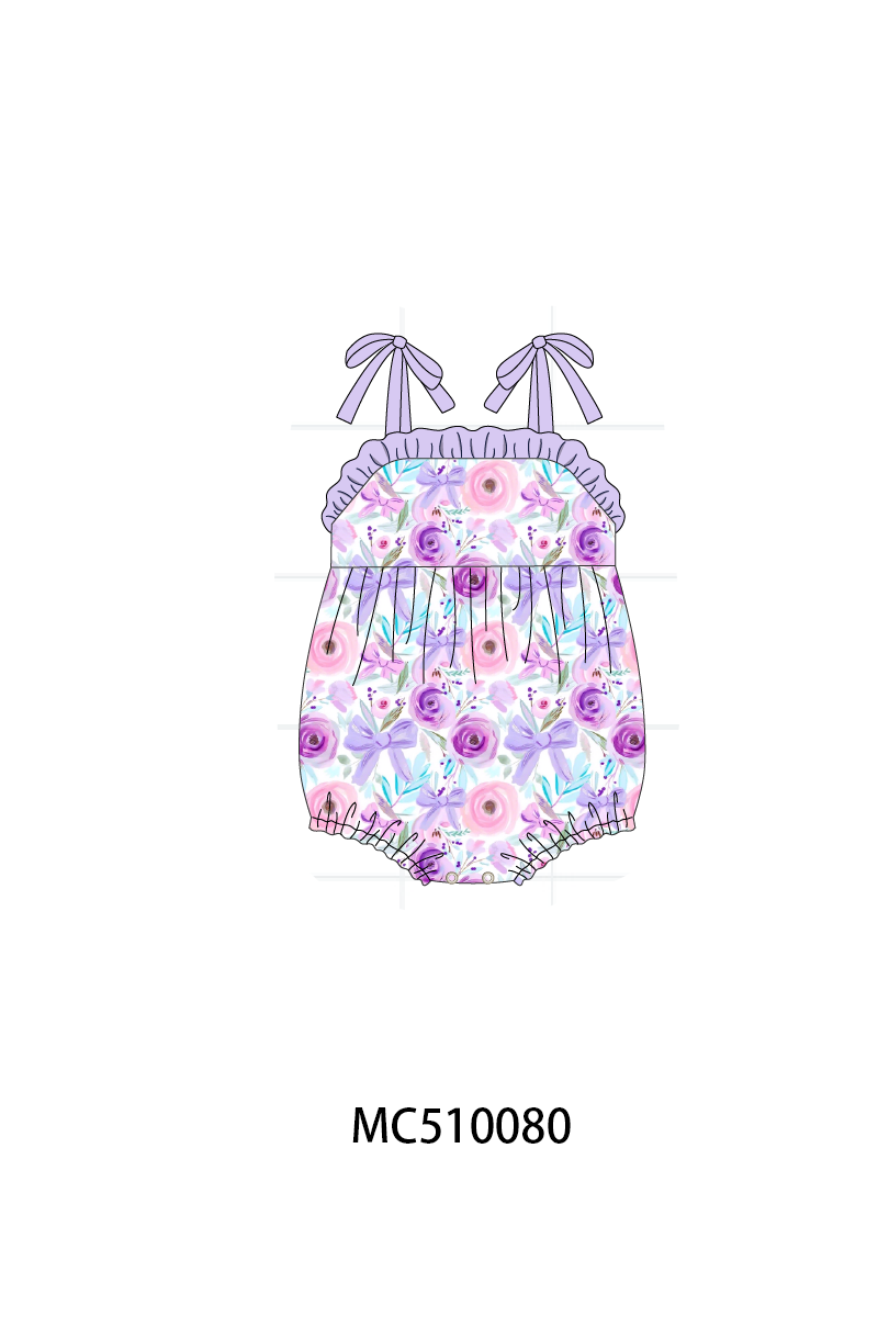 Purple floral print ruffle collection