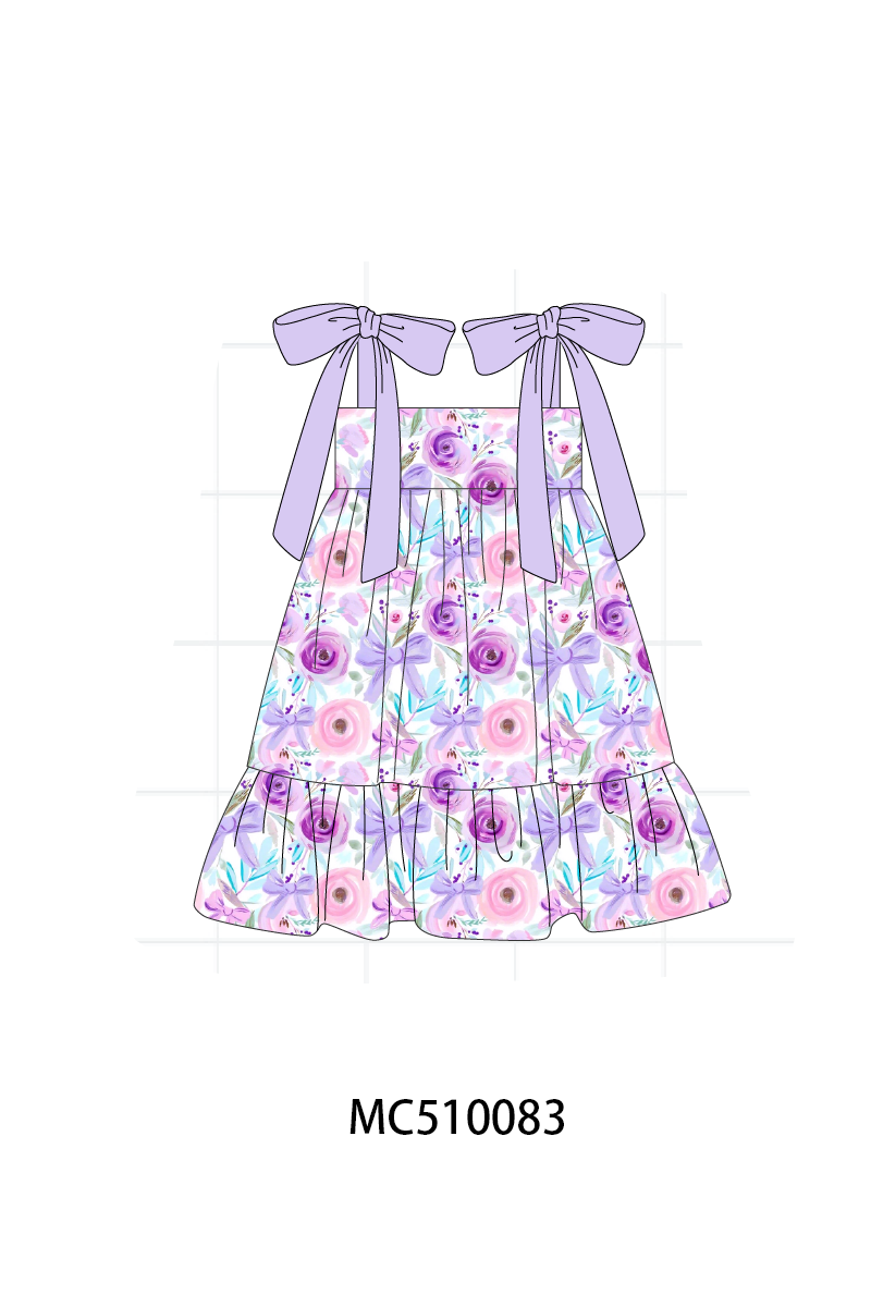 Purple floral print ruffle collection