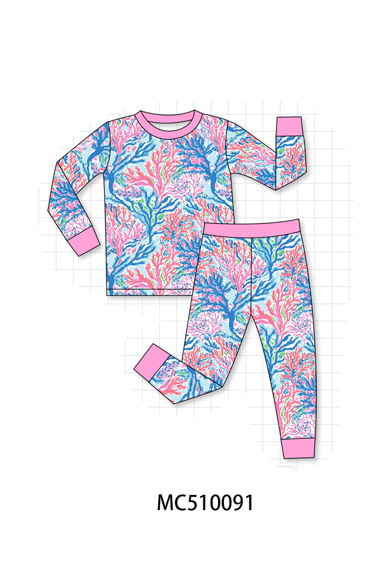 Pink bamboo print pajama collection