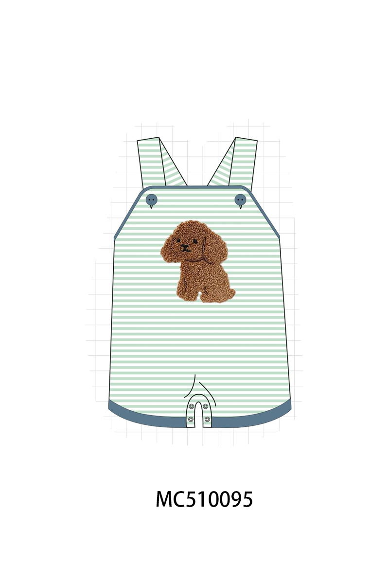 Green stripe puppy french knot collection