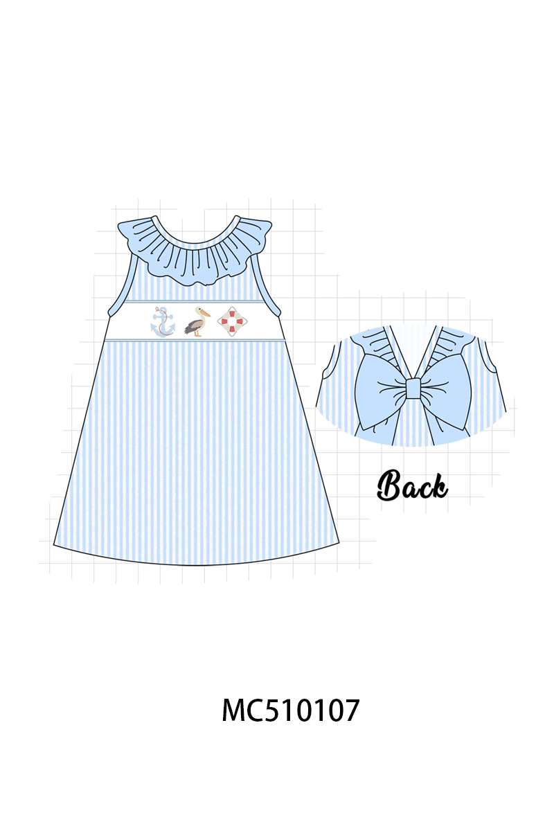 Blue nautical trio embroidery stripe collection