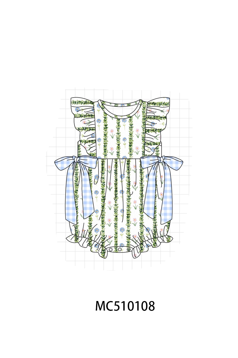Green floral print ruffle collection