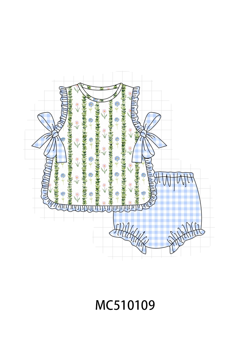 Green floral print ruffle collection