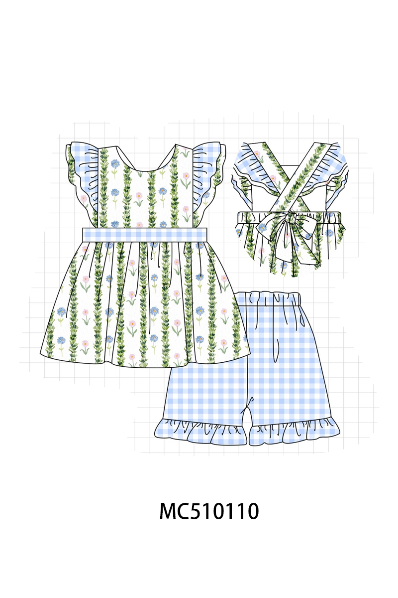 Green floral print ruffle collection