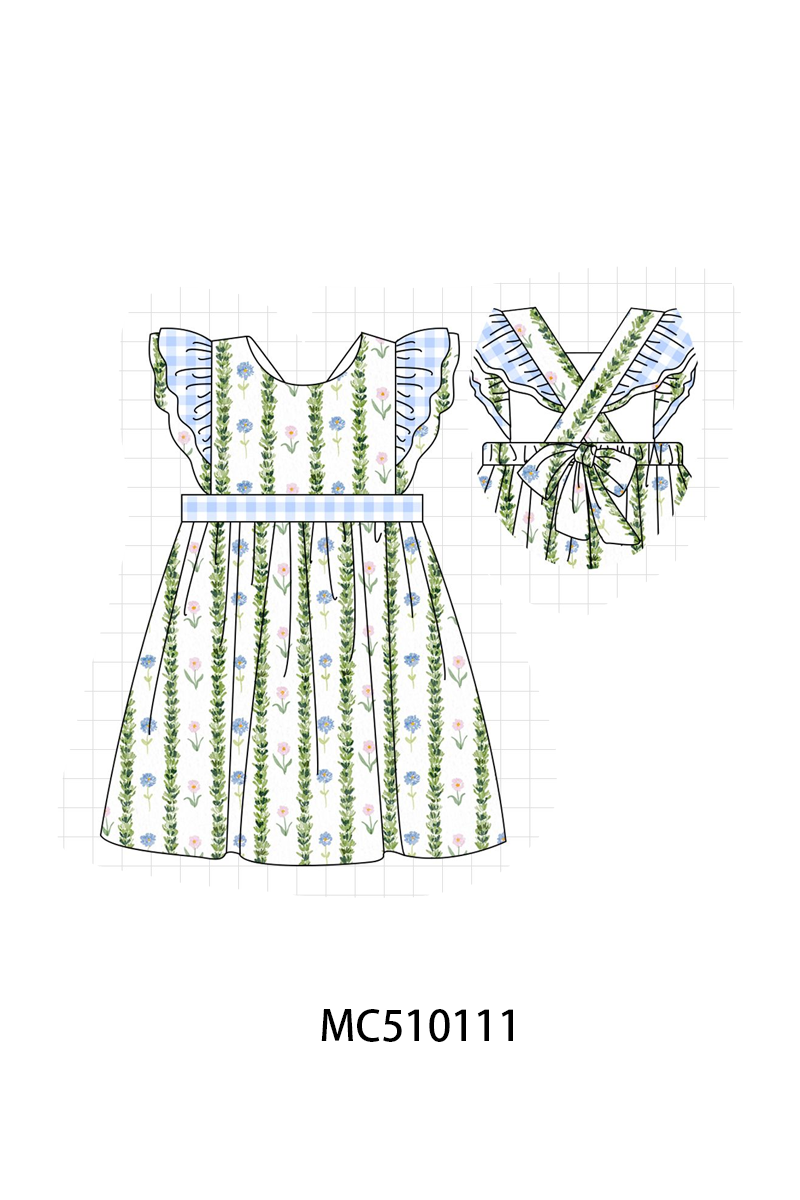 Green floral print ruffle collection