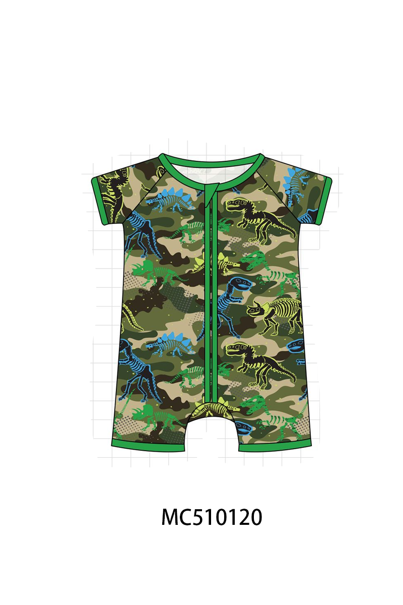 Green dinosaur print bamboo collection