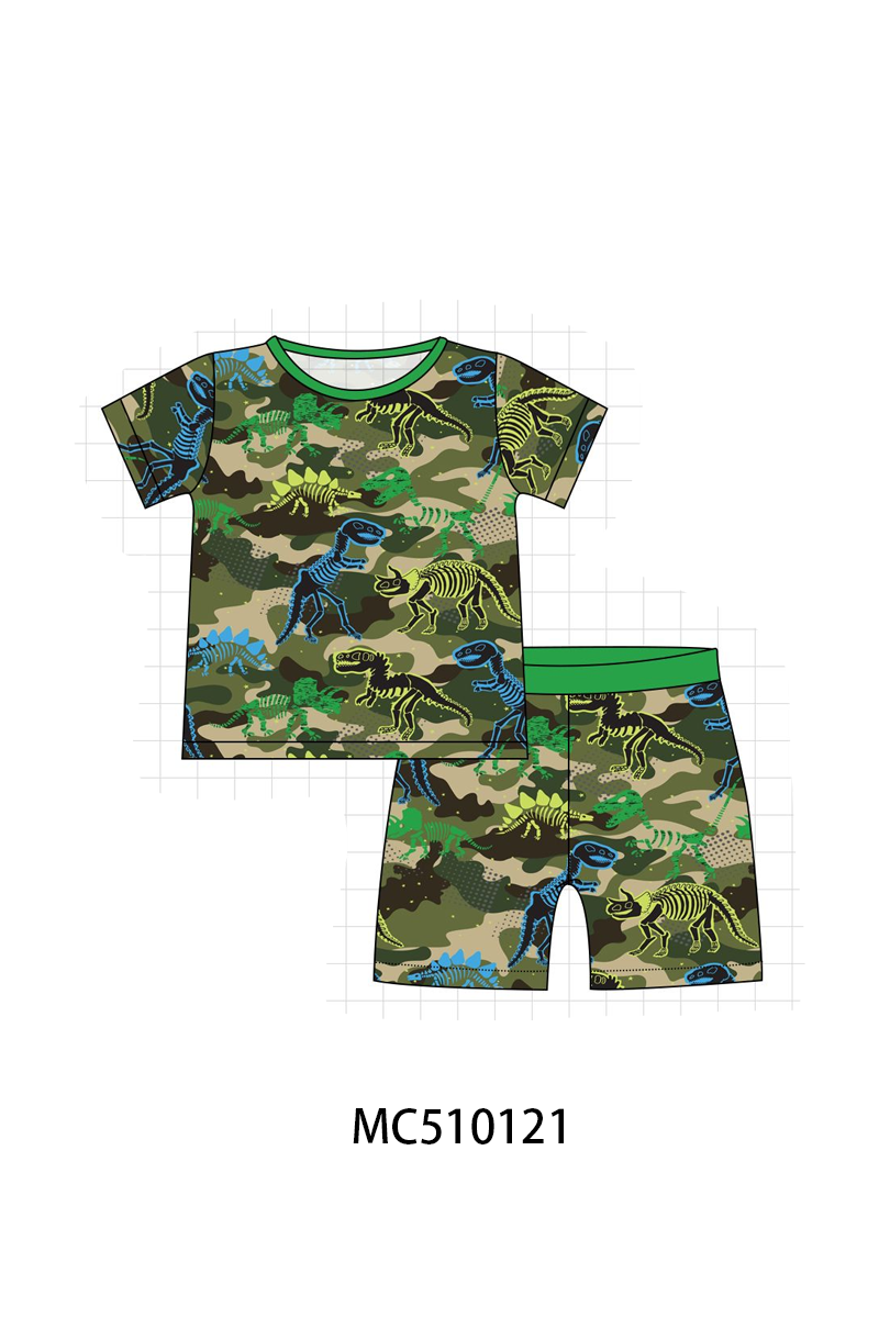 Green dinosaur print bamboo collection