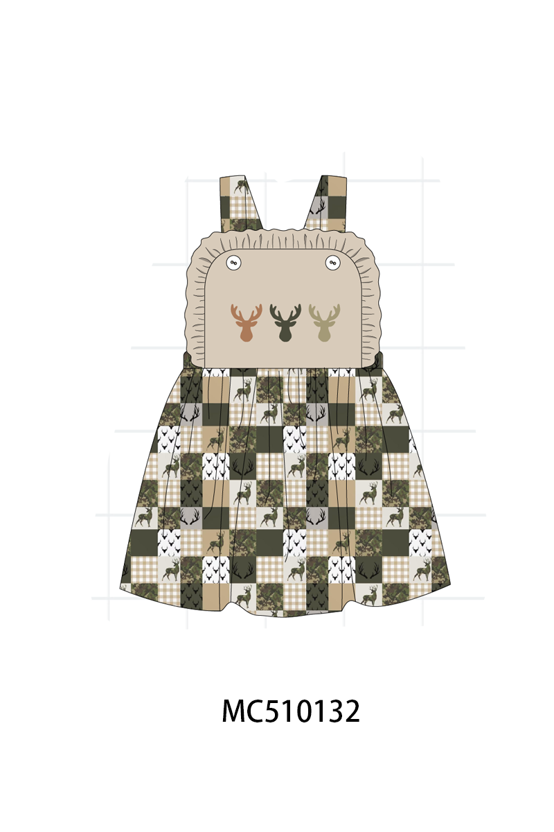 Green hunting deer embroidery collection