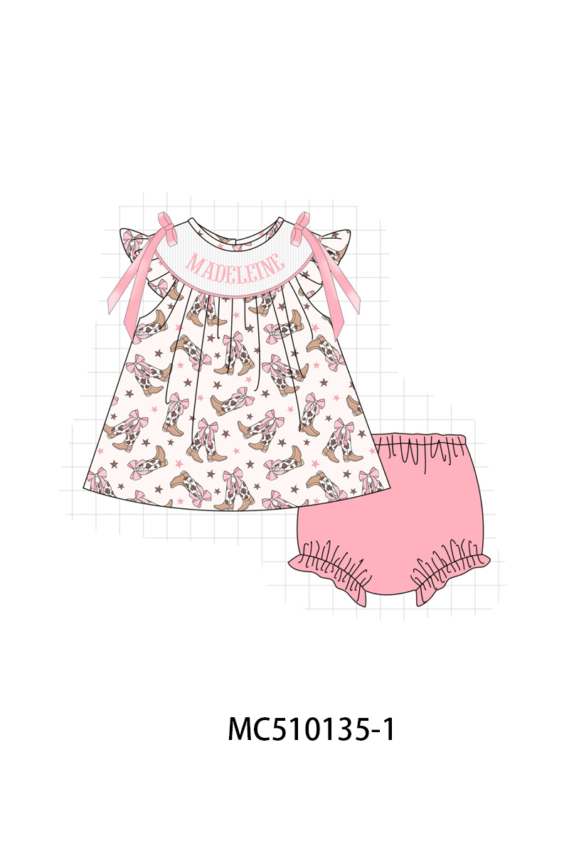 Western cowboy boots monogram smocked collection