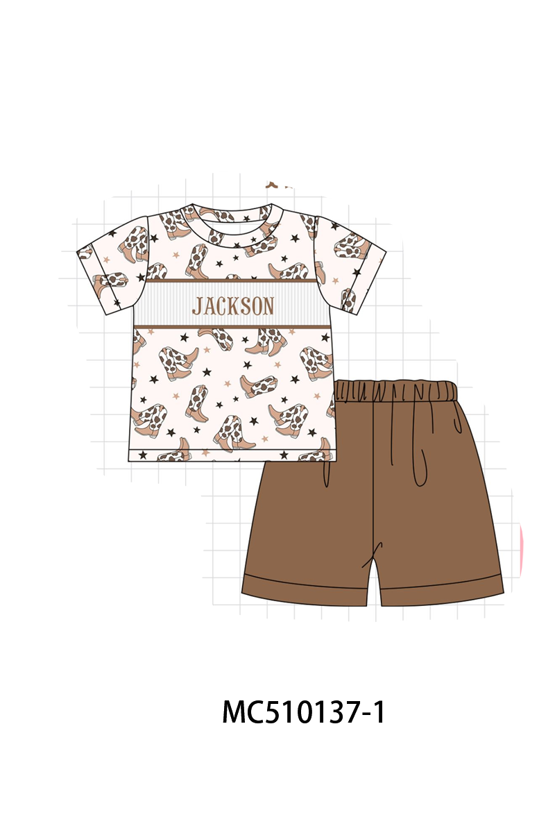 Western cowboy boots monogram smocked collection
