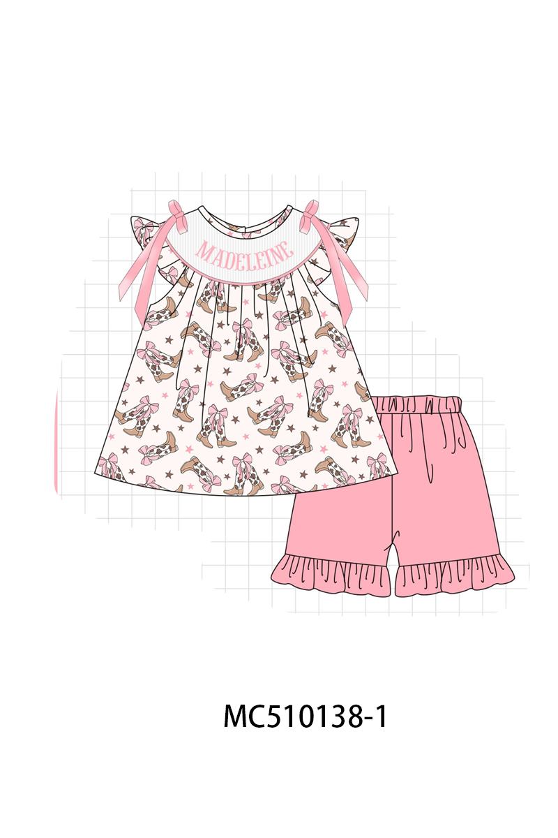 Western cowboy boots monogram smocked collection