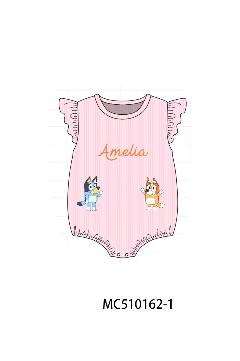 Pink&blue character monogram embroidery collection