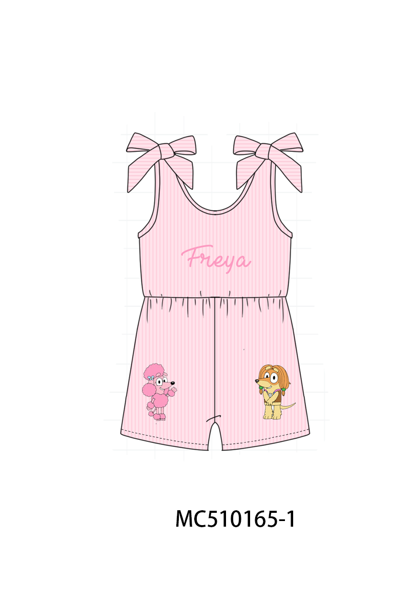 Pink&blue character monogram embroidery collection