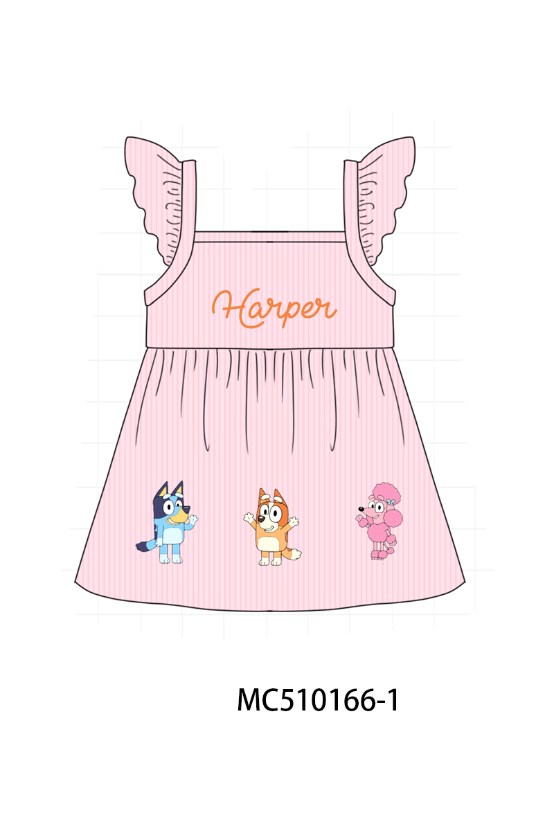 Pink&blue character monogram embroidery collection