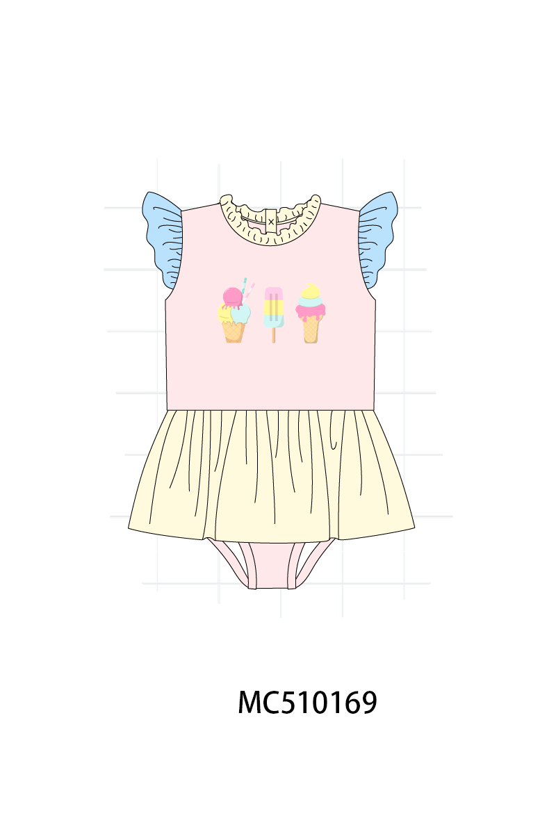 Colors blocks ice cream embroidery collection