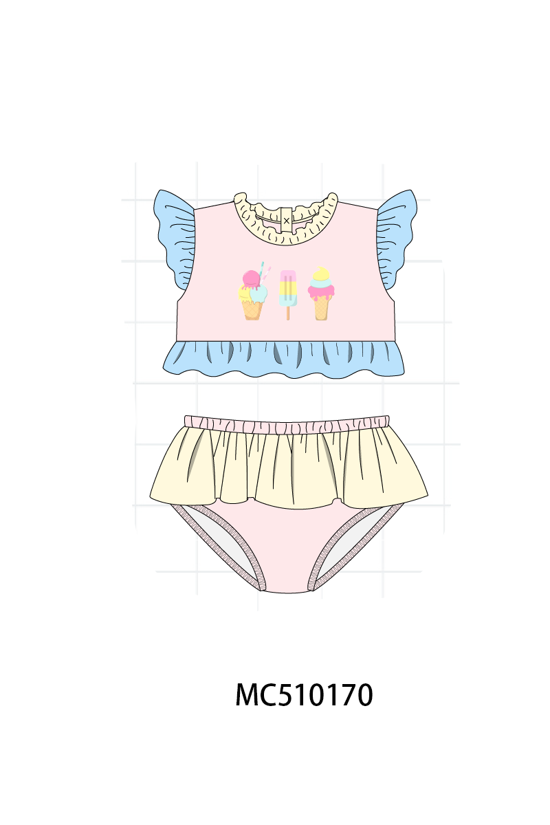 Colors blocks ice cream embroidery collection