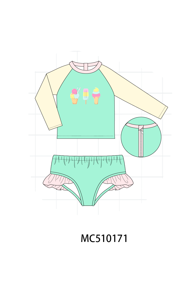 Colors blocks ice cream embroidery collection