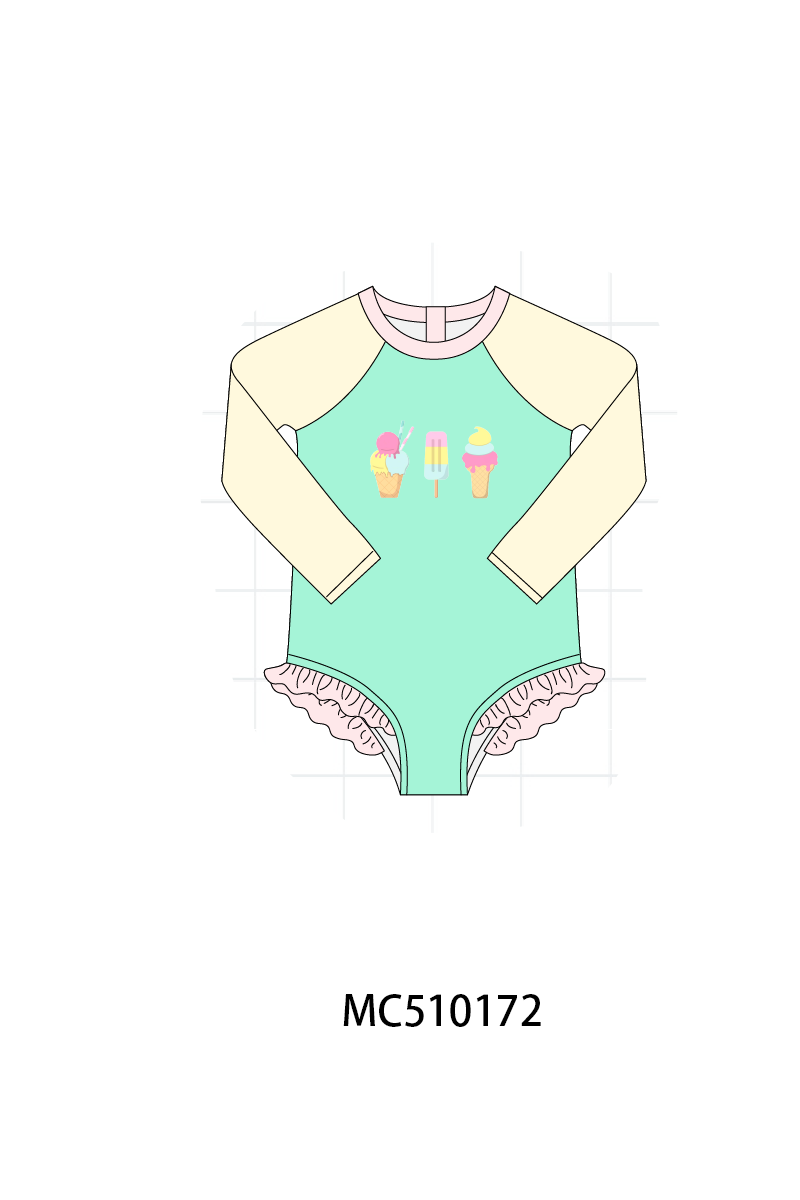 Colors blocks ice cream embroidery collection