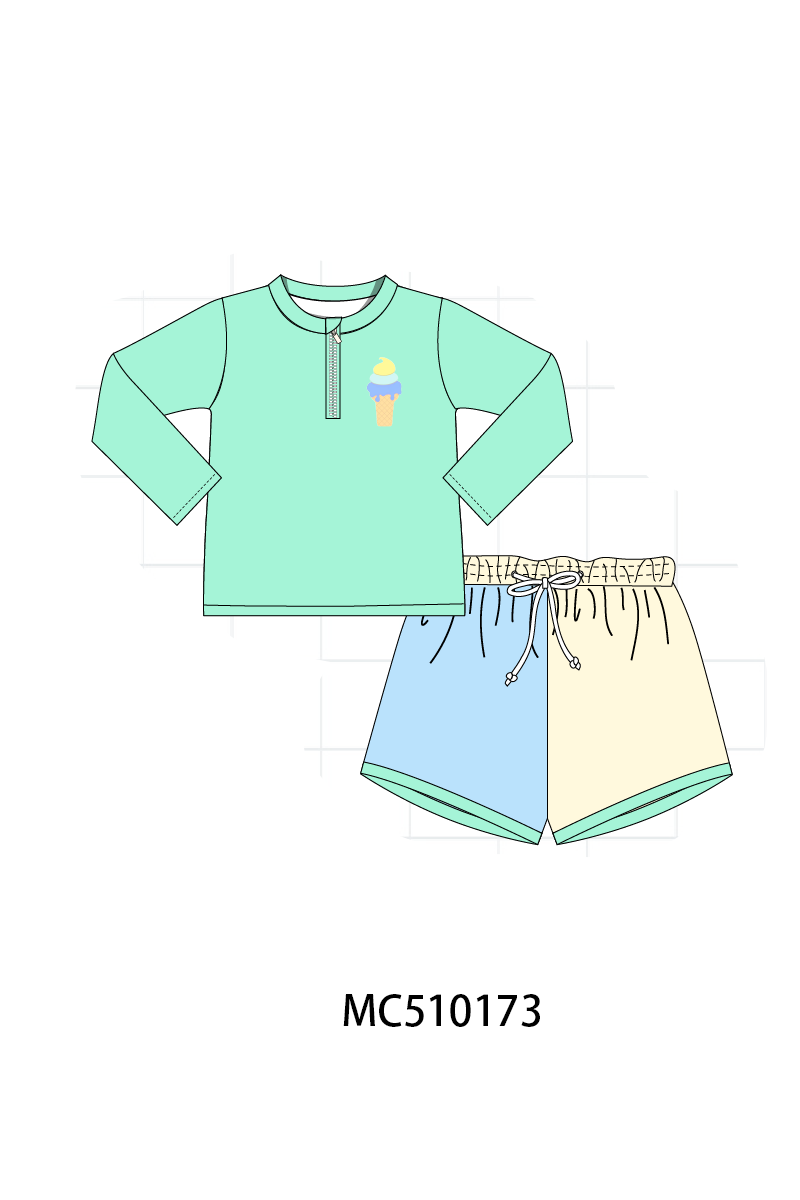 Colors blocks ice cream embroidery collection