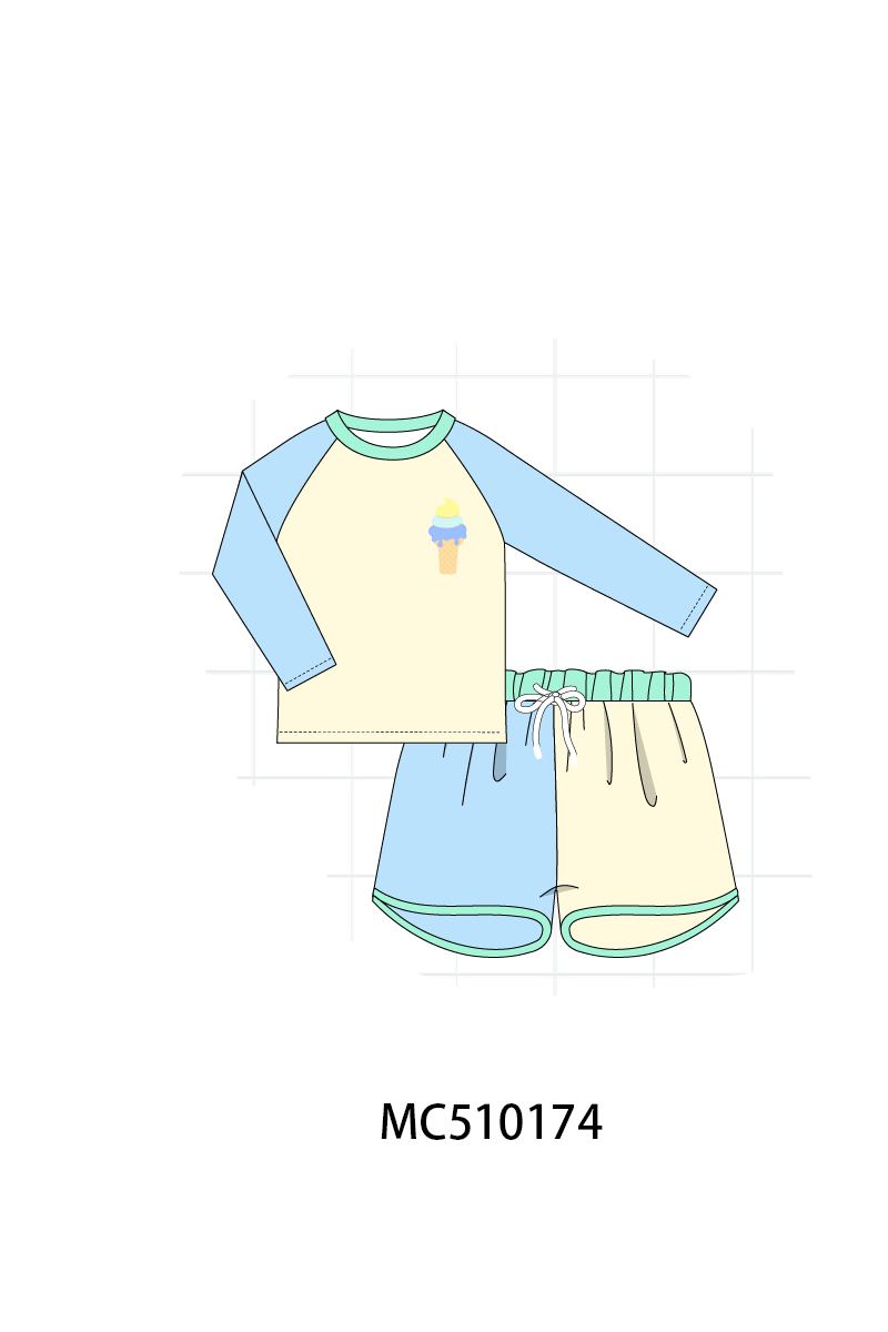 Colors blocks ice cream embroidery collection