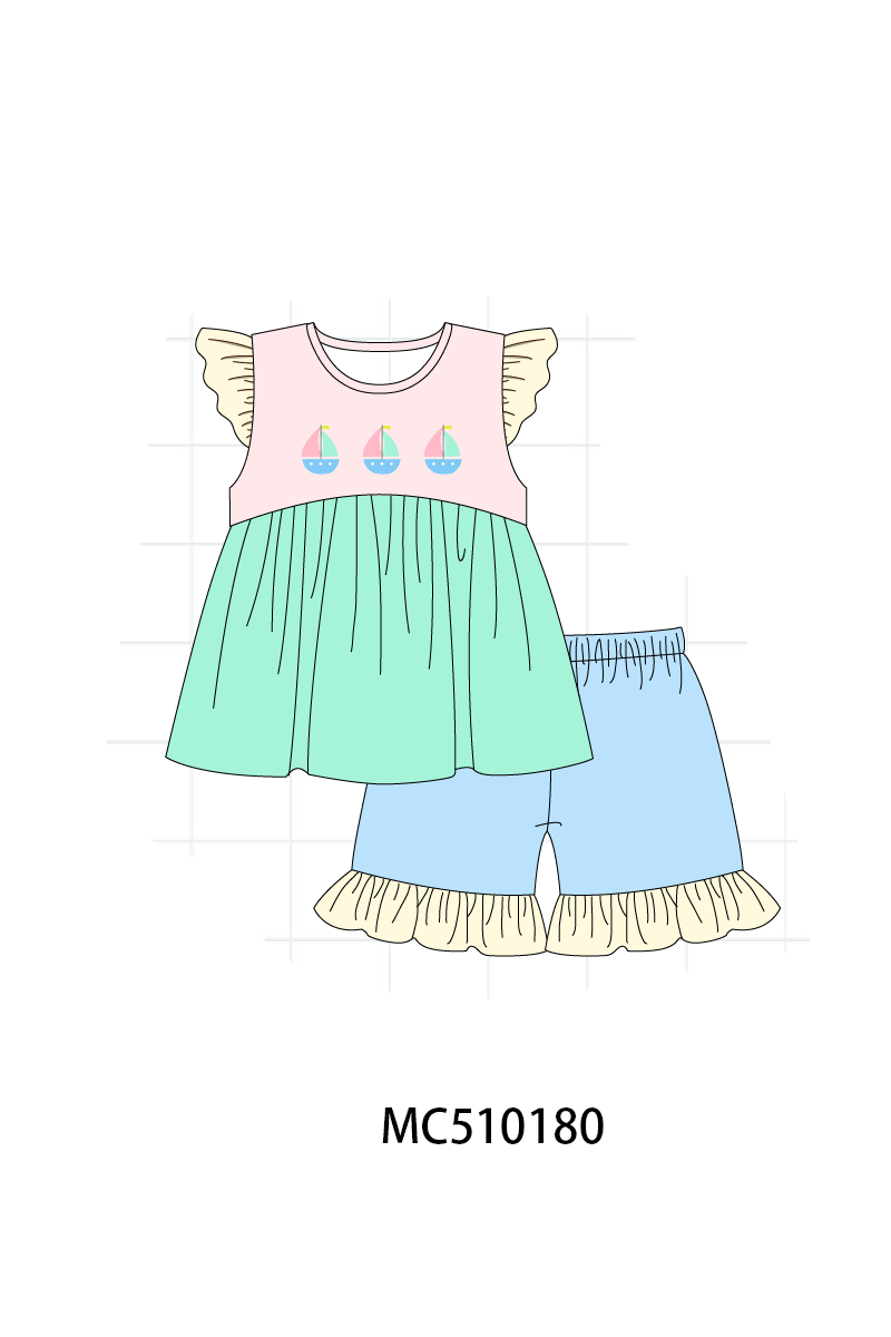 Colors blocks sailboat embroidery collection