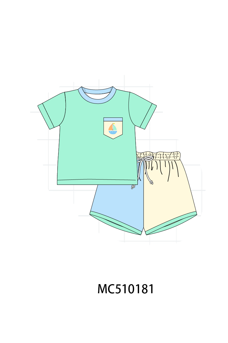 Colors blocks sailboat embroidery collection