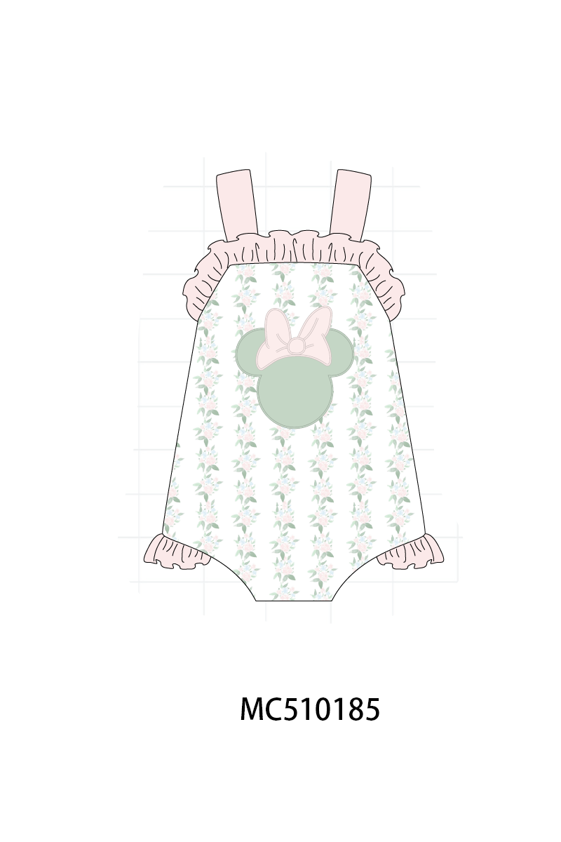 Pink character applique floral ruffle collection