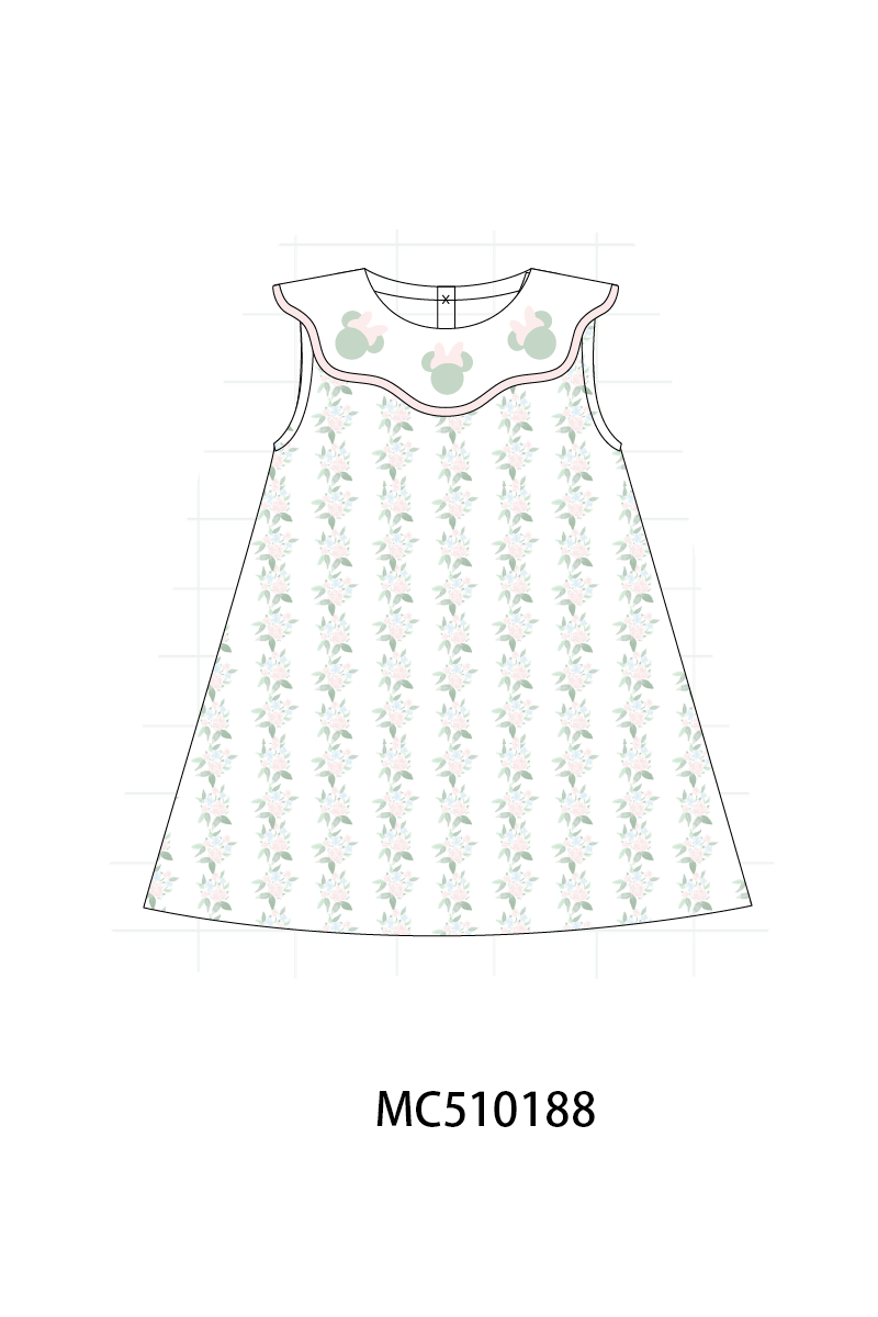 Pink character applique floral ruffle collection