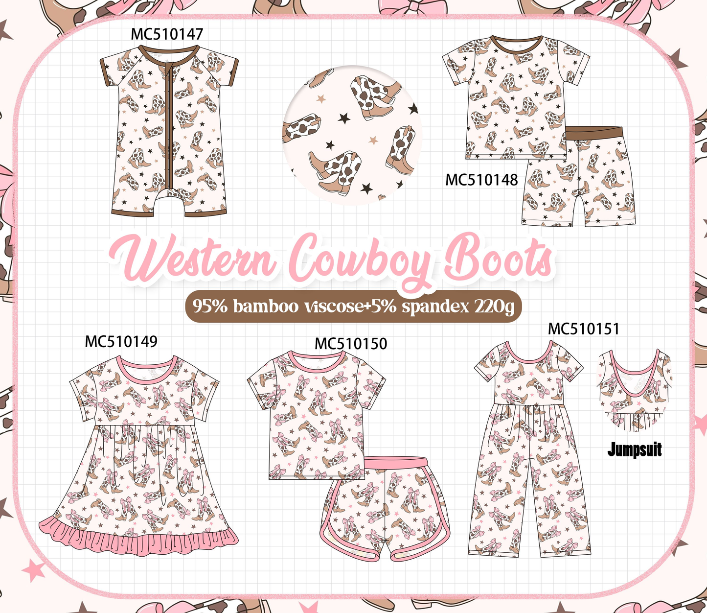 Western cowboy boots print bamboo collection