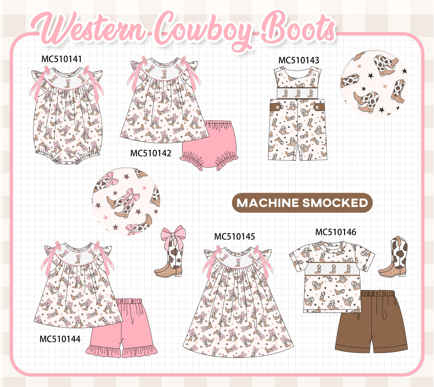 Western cowboy boots smocked collection 2