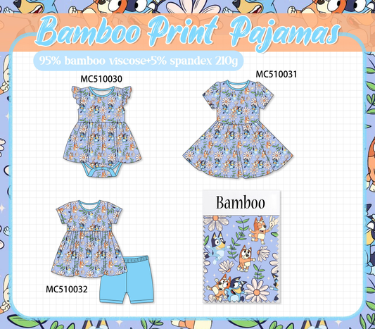 Blue character daisy print bamboo collection