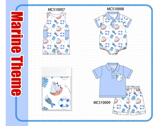 Blue marine print collection
