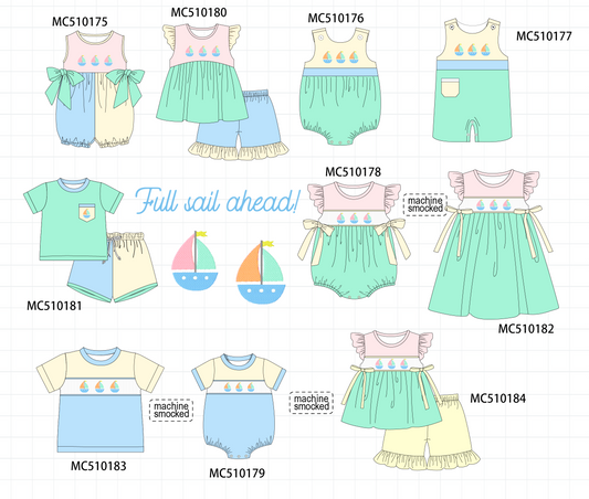Colors blocks sailboat embroidery collection