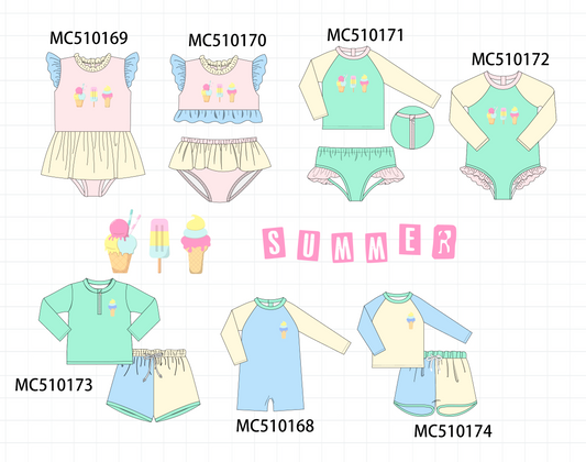 Colors blocks ice cream embroidery collection