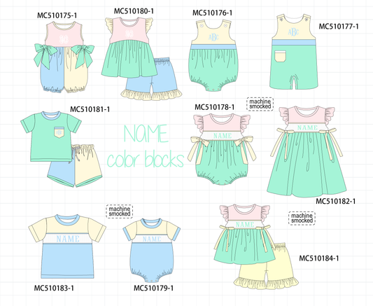Colors blocks monogram embroidery collection 2