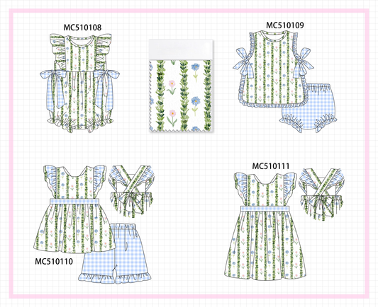 Green floral print ruffle collection